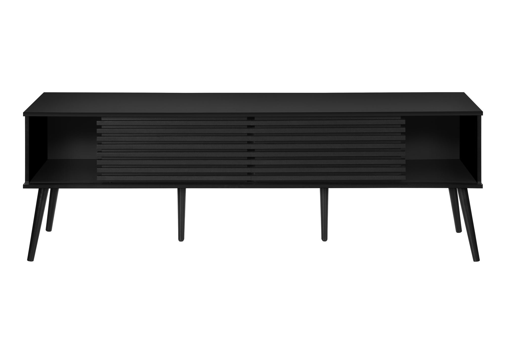 Tv Stand - 72"L / Black With 2 Doors-Tv Stand-DECOROLALA