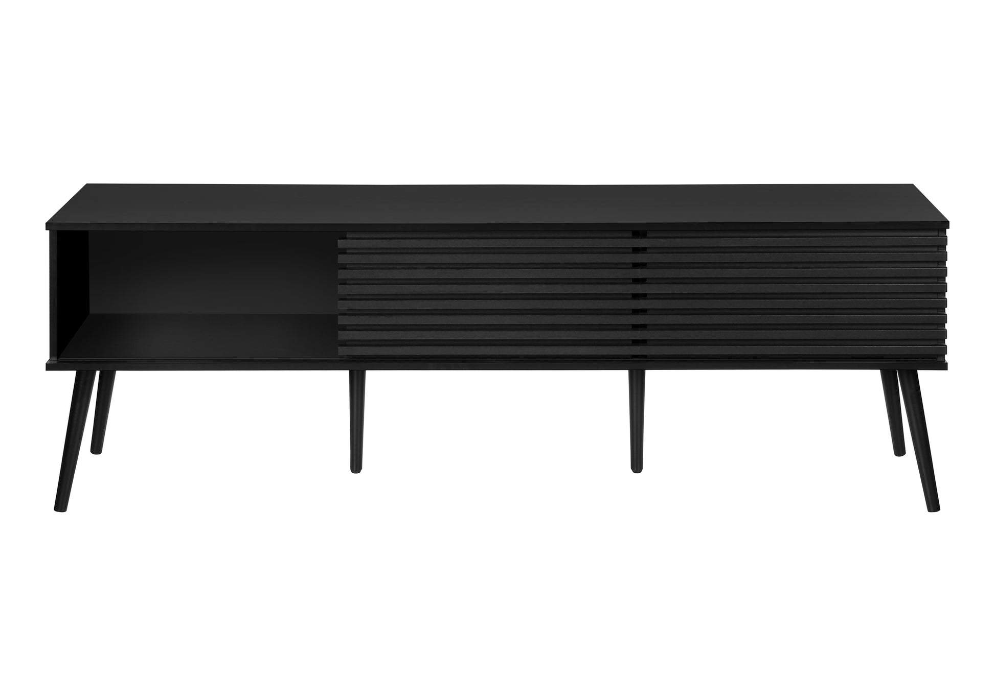 Tv Stand - 72"L / Black With 2 Doors-Tv Stand-DECOROLALA