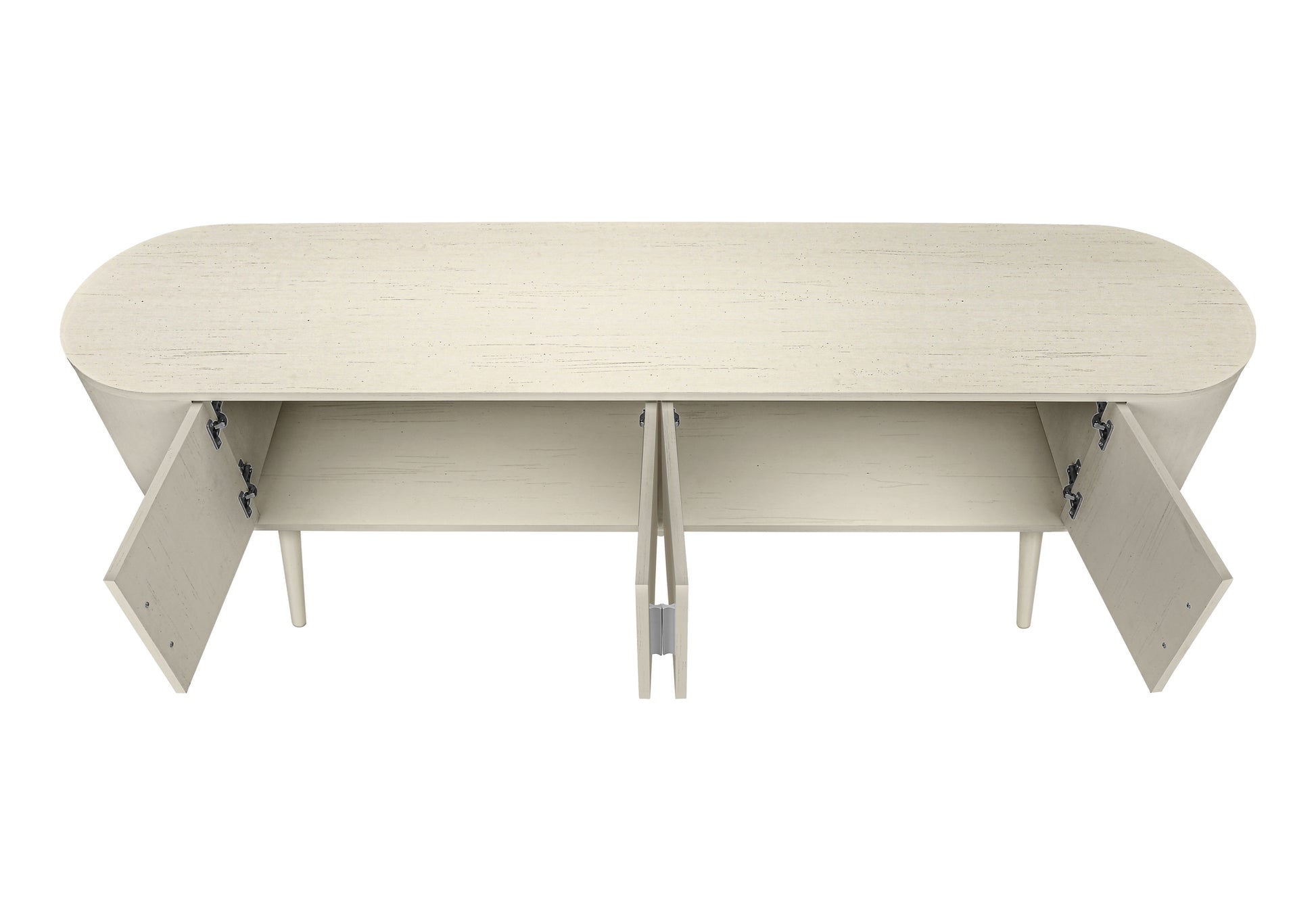 Tv Stand - 72"L / Black With 4 Brown Wood-Look Doors-Tv Stand-DECOROLALA