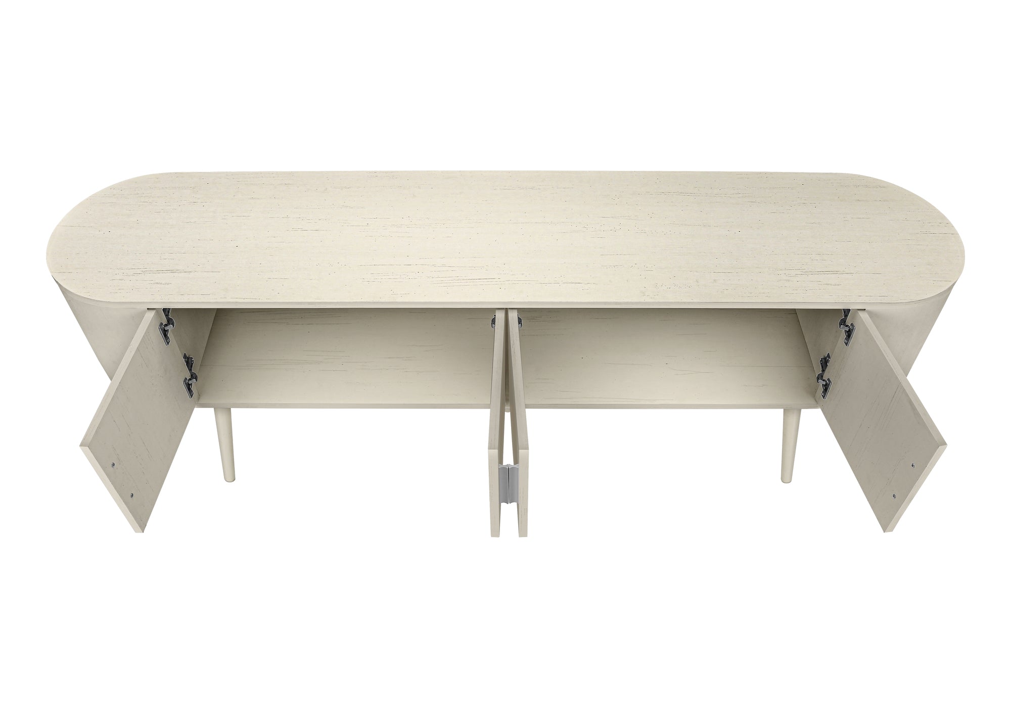 Tv Stand - 72"L / Black With 4 Brown Wood-Look Doors-Tv Stand-DECOROLALA