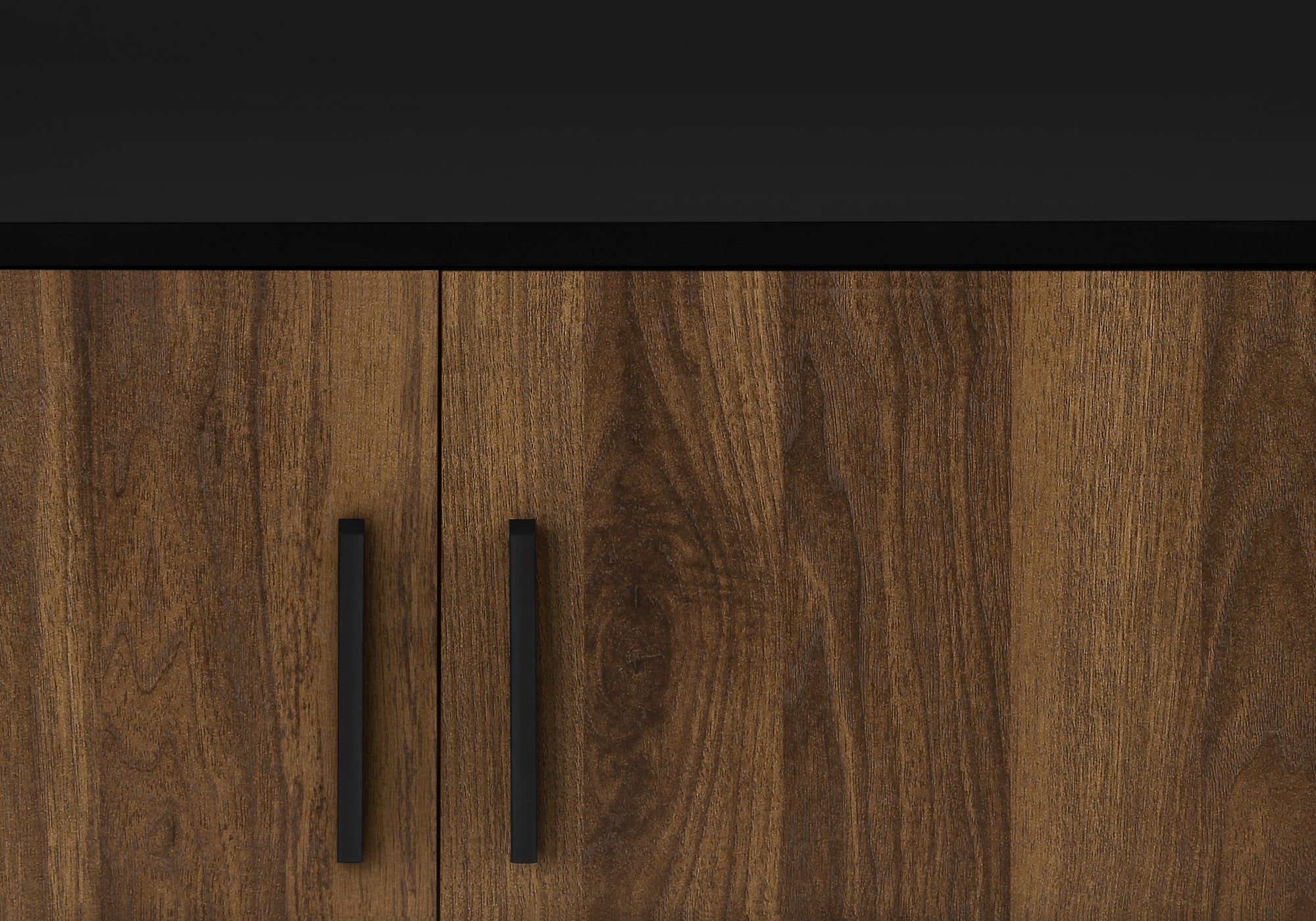 Tv Stand - 72"L / Black With 4 Brown Wood-Look Doors-Tv Stand-DECOROLALA