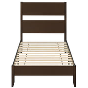 Twin Bed Frame with Headboard with Solid Wood Legs 12 Slats-Rustic Brown-Beds & Bed Frames-DECOROLALA
