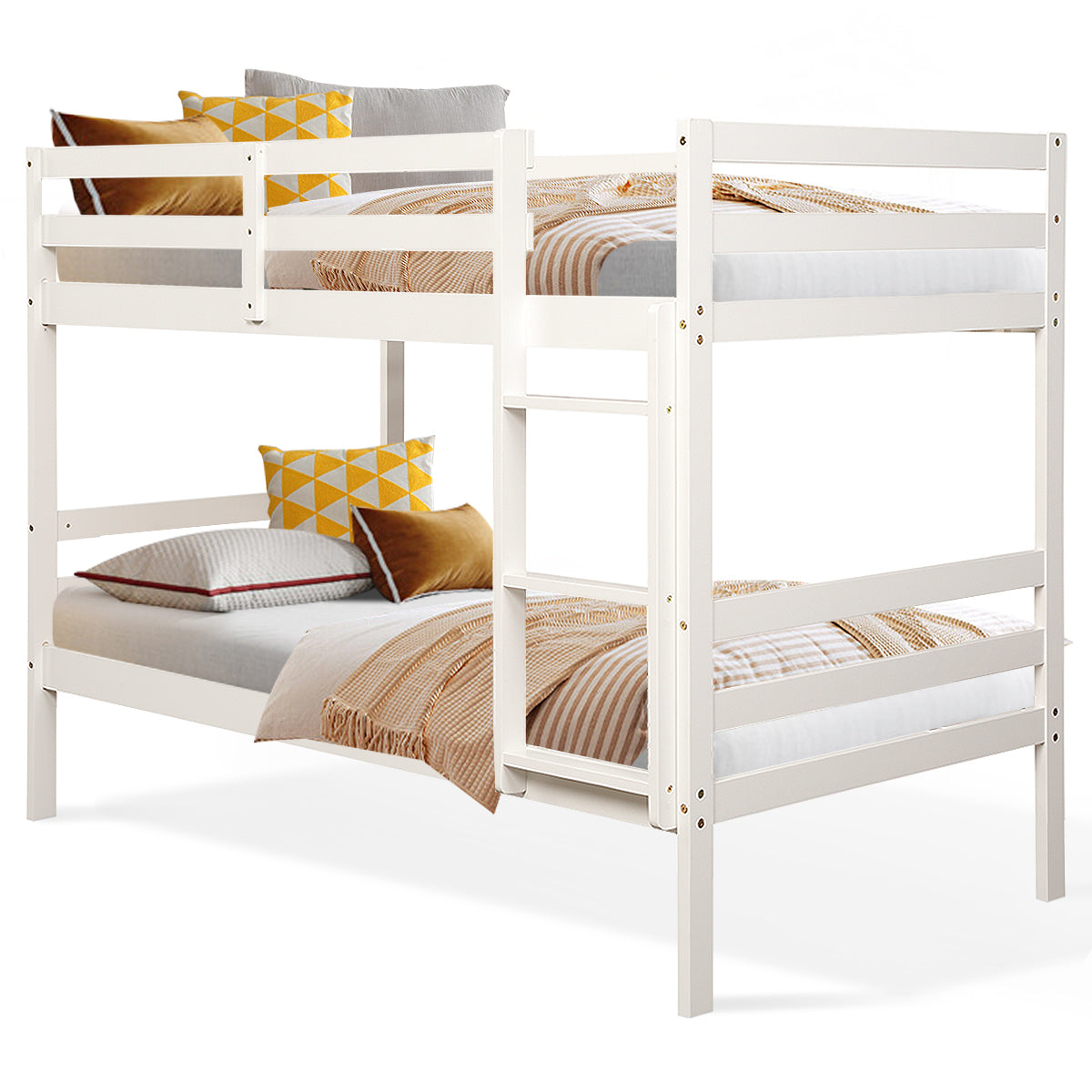 Twin Bunk Bed Children Wooden Bunk Beds Solid Hardwood-Bunk Bed Frame-DECOROLALA