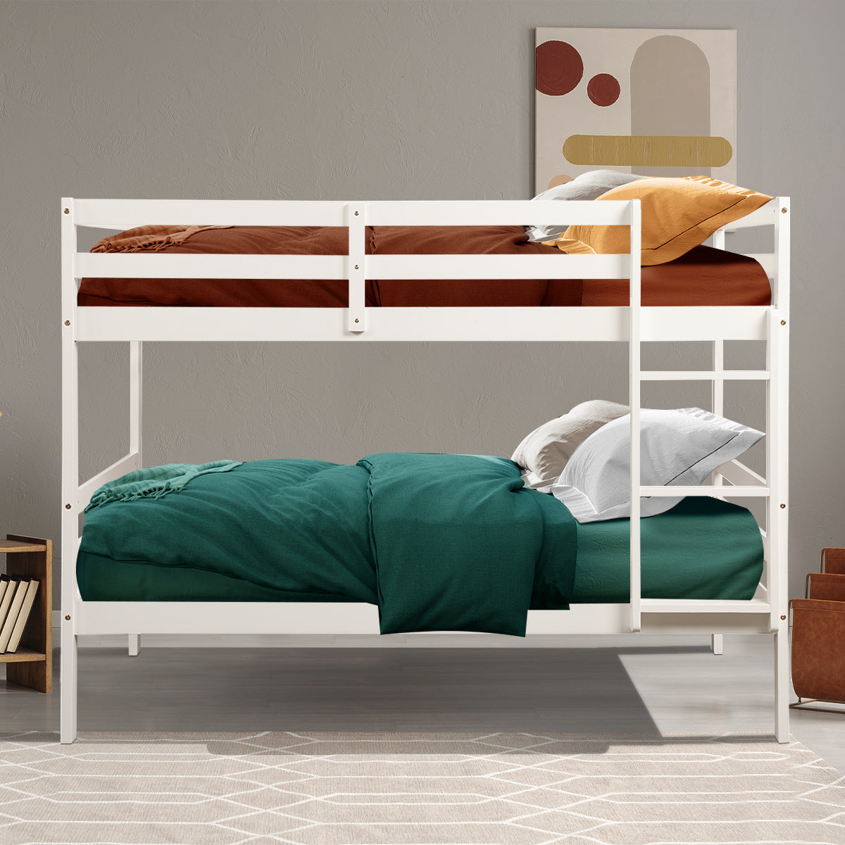 Twin Bunk Bed Children Wooden Bunk Beds Solid Hardwood-Bunk Bed Frame-DECOROLALA