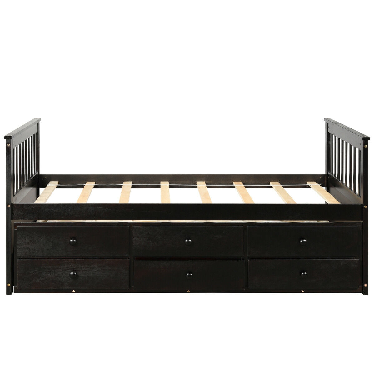 Twin Captain’s Bed with Trundle Bed with 3 Storage Drawers-Trundle Bed Frame-DECOROLALA