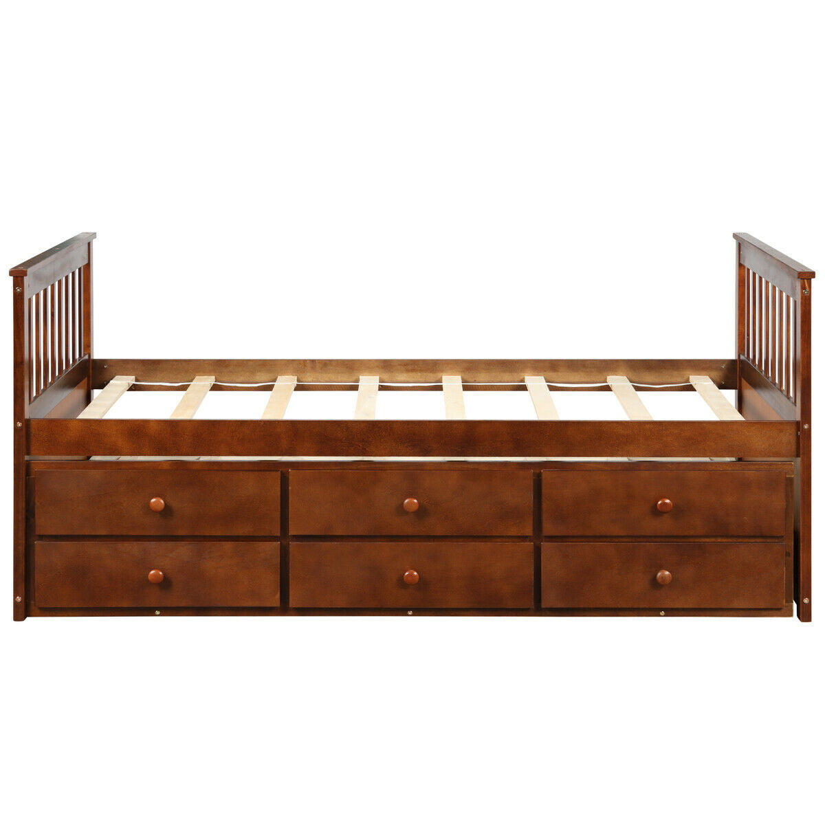 Twin Captain’s Bed with Trundle Bed with 3 Storage Drawers-Trundle Bed Frame-DECOROLALA
