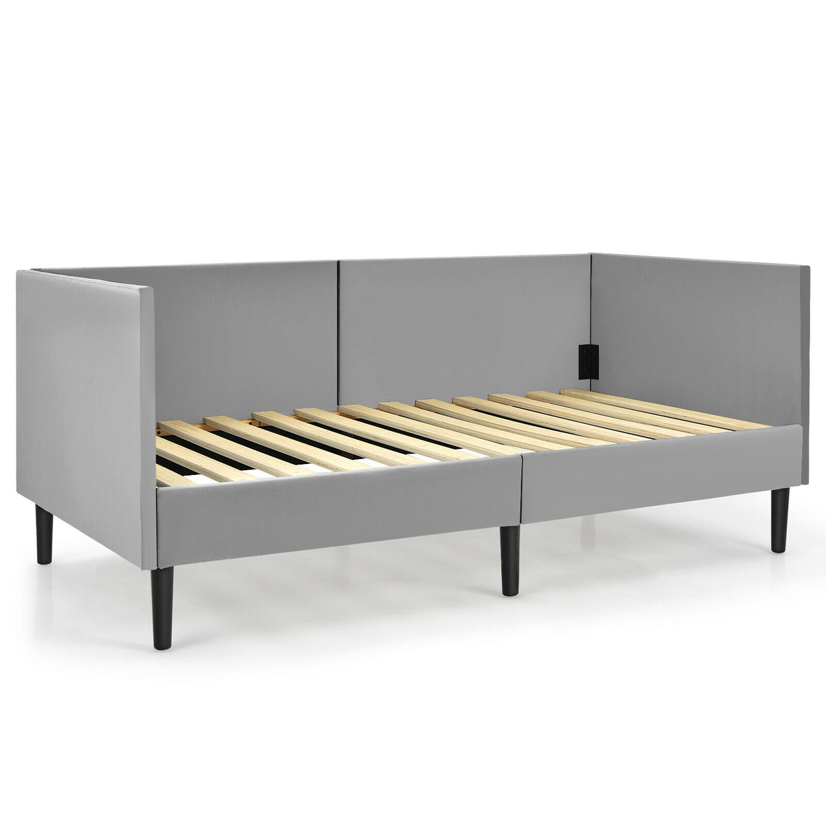 Twin Daybed Heavy Duty Wooden Sofa Bed Frame-Gray-Trundle Bed Frame-DECOROLALA