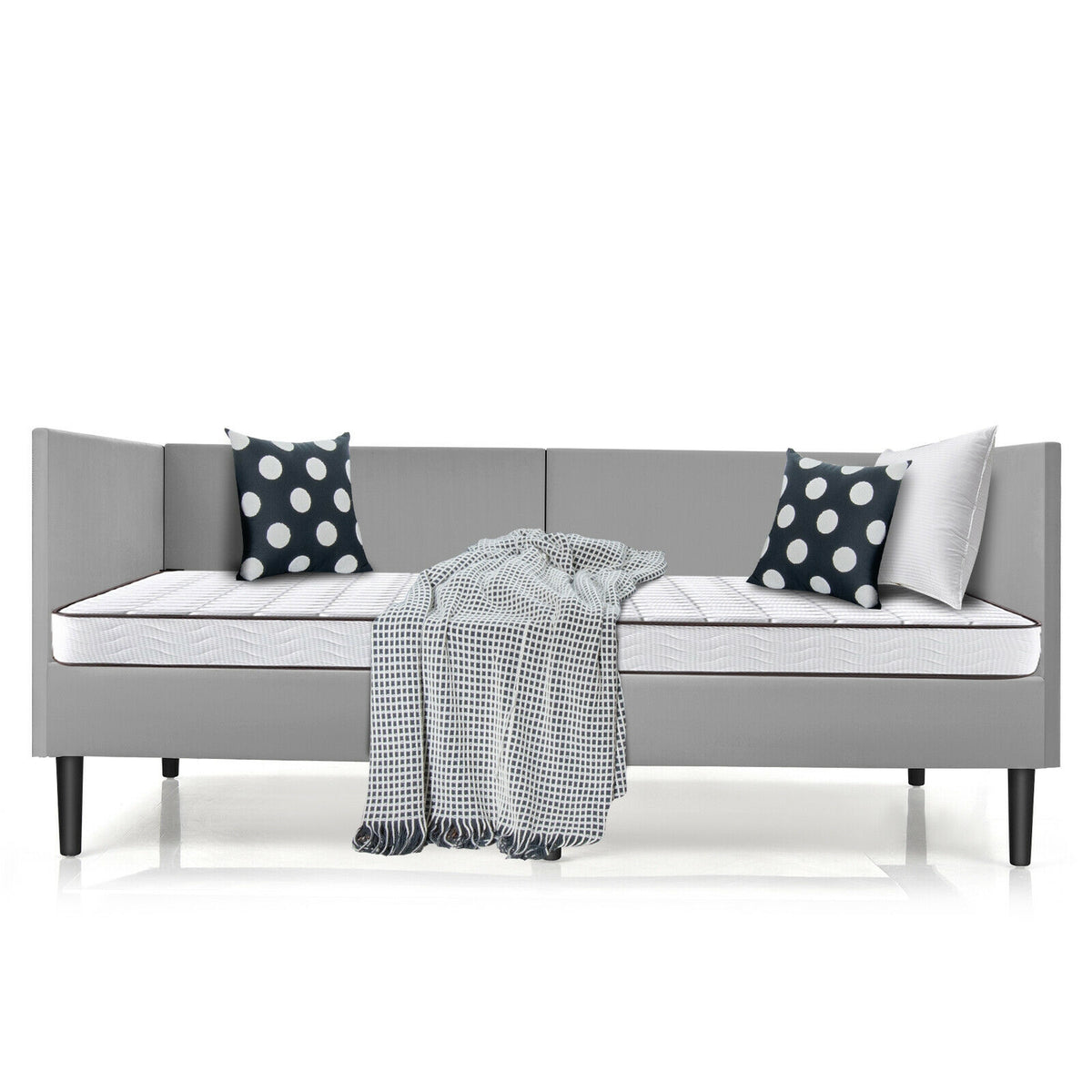 Twin Daybed Heavy Duty Wooden Sofa Bed Frame-Gray-Trundle Bed Frame-DECOROLALA
