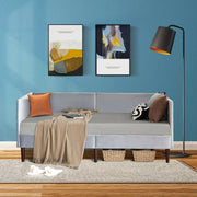 Twin Daybed Heavy Duty Wooden Sofa Bed Frame-Gray-Trundle Bed Frame-DECOROLALA