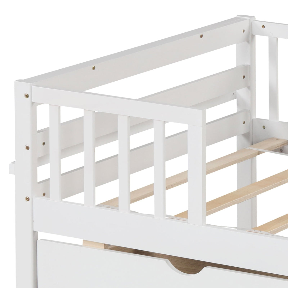 Twin Daybed with Fence and 2 Drawers Kids Bed for Boys & Girls-Trundle Bed Frame-DECOROLALA