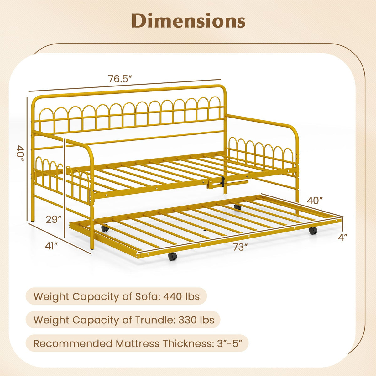 Twin Daybed with Curved Backrest and Armrests-Trundle Bed Frame-DECOROLALA