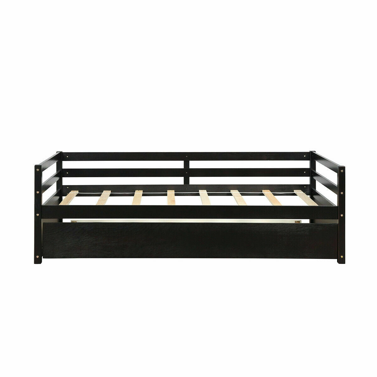 Twin Size Trundle Platform Bed Frame with Wooden Slat Support-Trundle Bed Frame-DECOROLALA