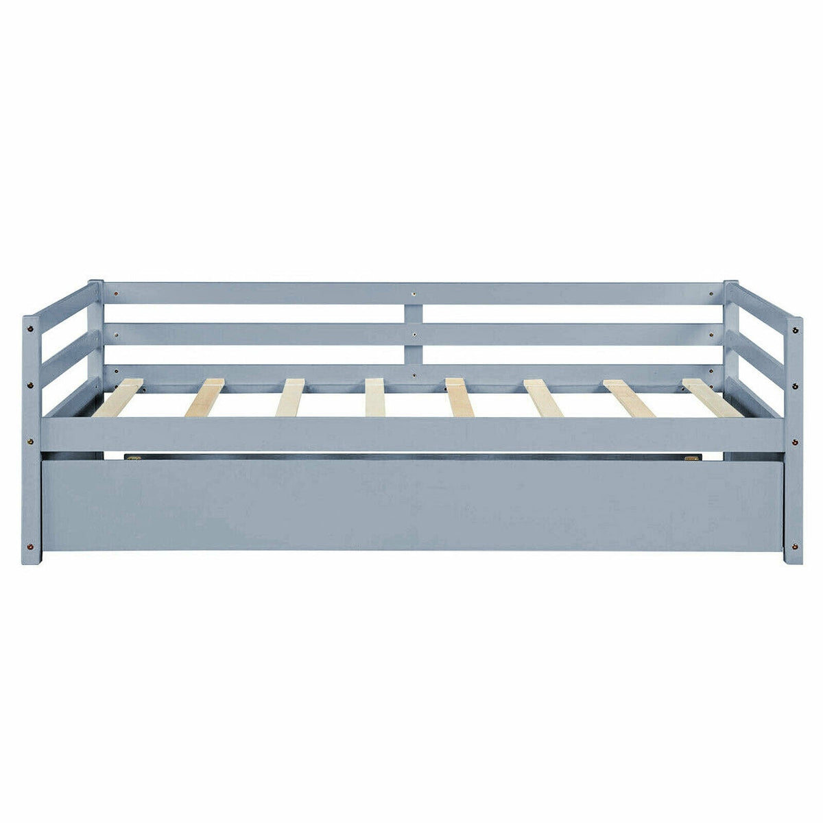 Twin Size Trundle Platform Bed Frame with Wooden Slat Support-Trundle Bed Frame-DECOROLALA