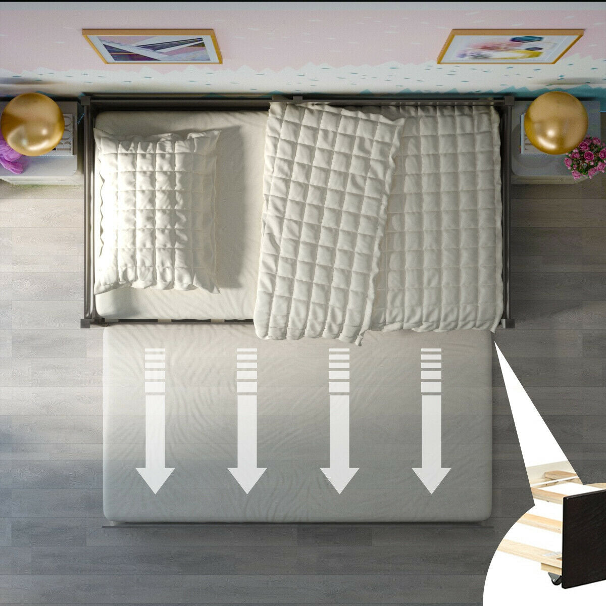 Twin Size Trundle Platform Bed Frame with Wooden Slat Support-Trundle Bed Frame-DECOROLALA