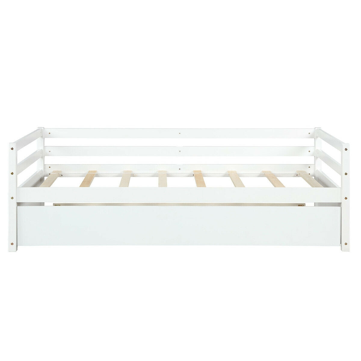 Twin Size Trundle Platform Bed Frame with Wooden Slat Support-Trundle Bed Frame-DECOROLALA