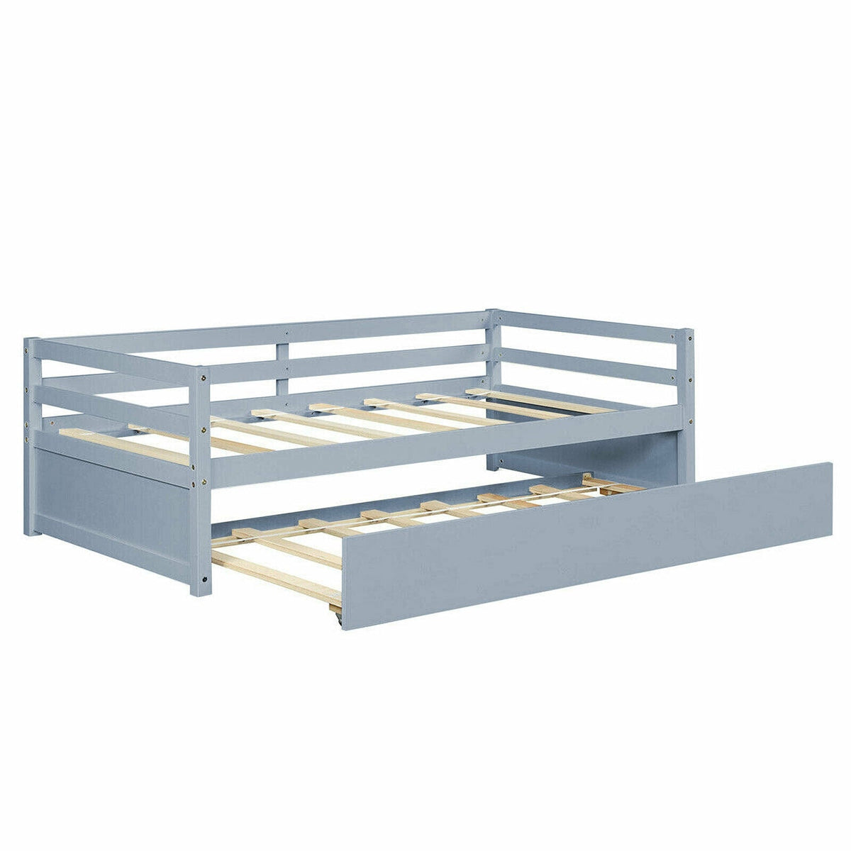 Twin Daybed with Trundle - Wood Platform Bed Frame Espresso-Trundle Bed Frame-DECOROLALA