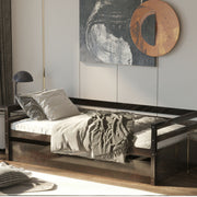 Twin Size Trundle Platform Bed Frame with Wooden Slat Support-Trundle Bed Frame-DECOROLALA