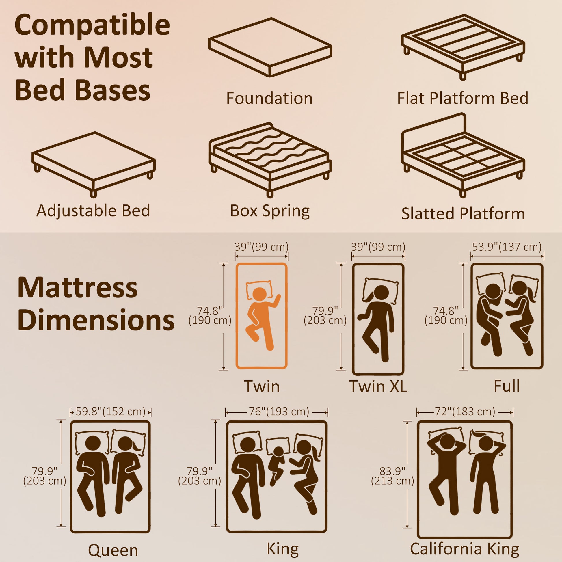 Twin Mattress 8" Memory Foam Cooling - Medium Firm-DECOROLALA