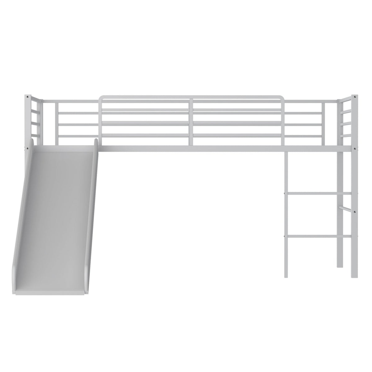 Twin Metal Loft Bed with Slide and Ladder - 78" x 41.5" x 43"-Bunk Bed Frame-DECOROLALA