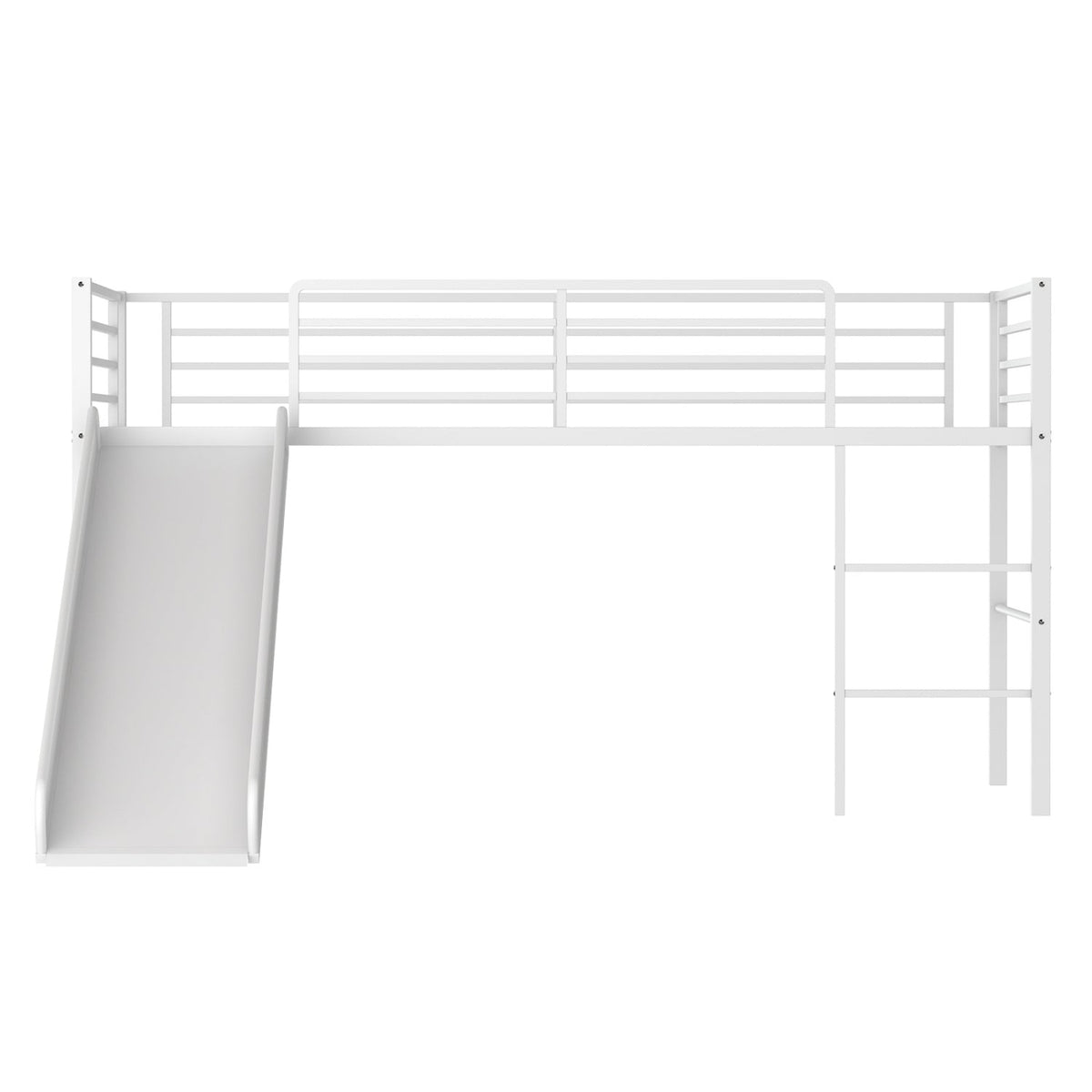 Twin Metal Loft Bed with Slide and Ladder - 78" x 41.5" x 43"-Bunk Bed Frame-DECOROLALA