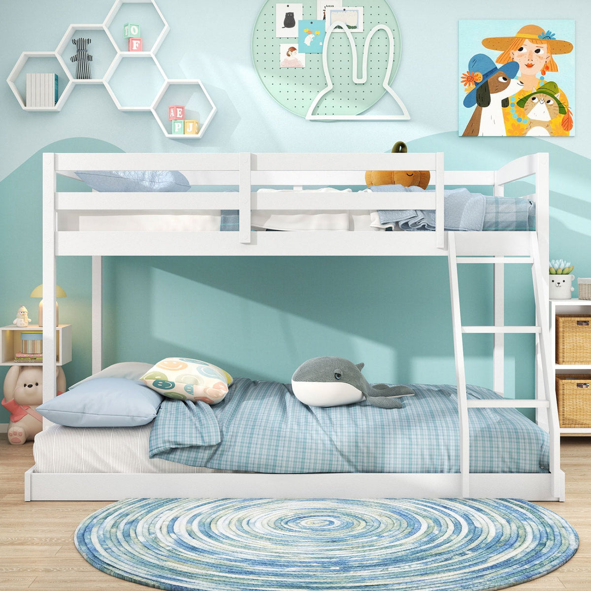 Twin Over Full Bunk Bed Low Floor Bunk Bed Frame-Bunk Bed Frame-DECOROLALA