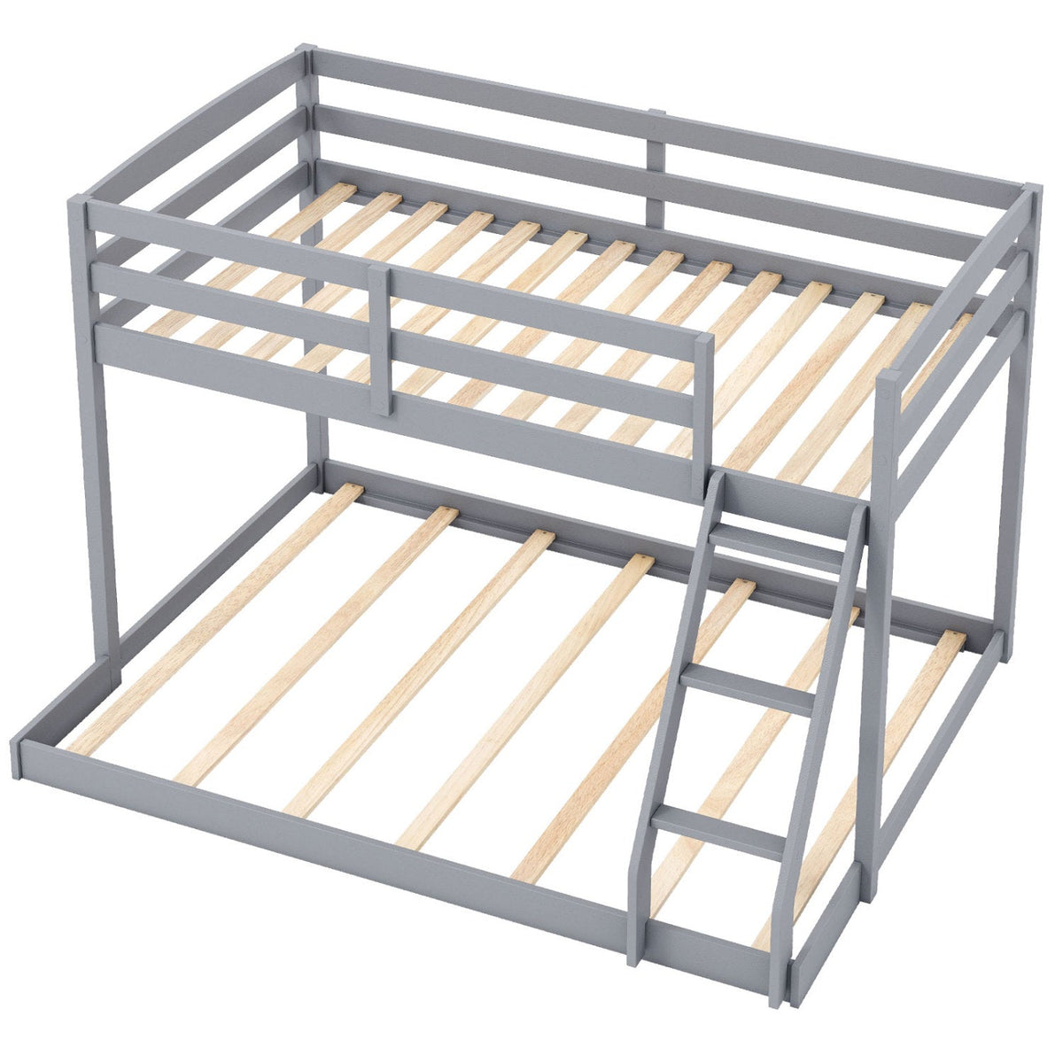 Twin Over Full Bunk Bed Low Floor Bunk Bed Frame-Bunk Bed Frame-DECOROLALA