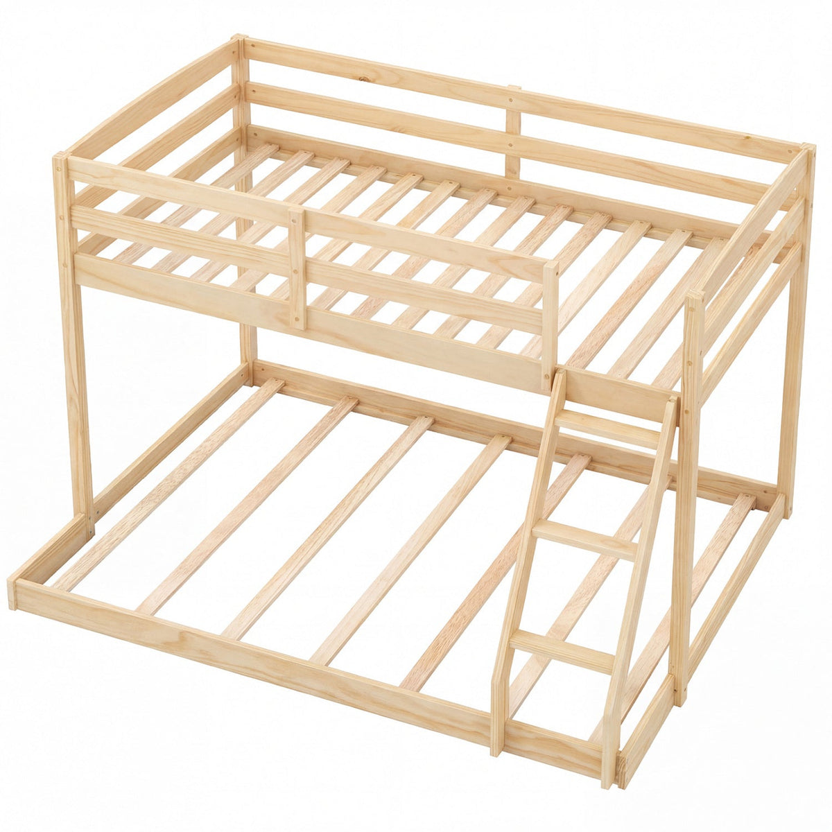 Twin Over Full Bunk Bed Low Floor Bunk Bed Frame-Bunk Bed Frame-DECOROLALA