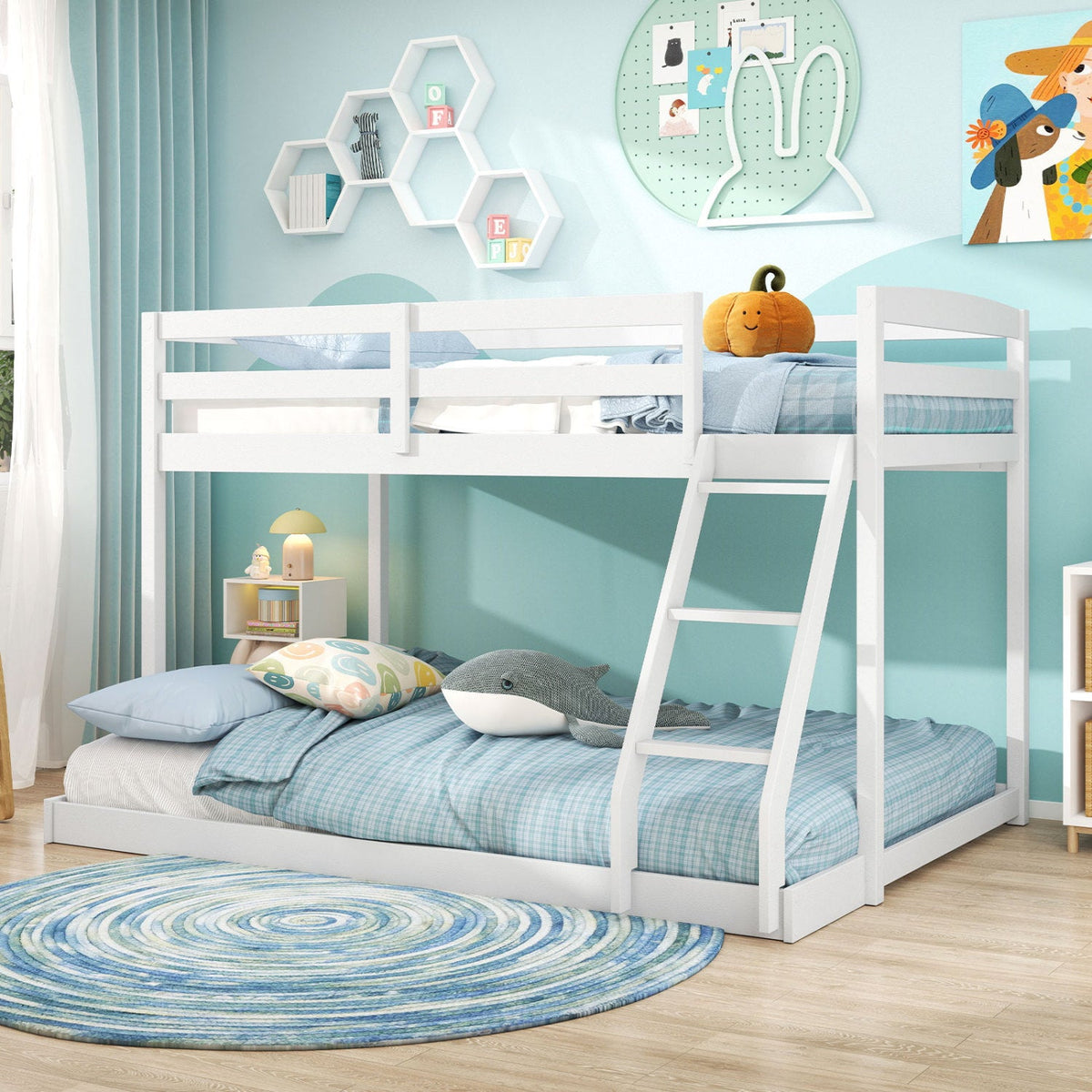 Twin Over Full Bunk Bed Low Floor Bunk Bed Frame-Bunk Bed Frame-DECOROLALA
