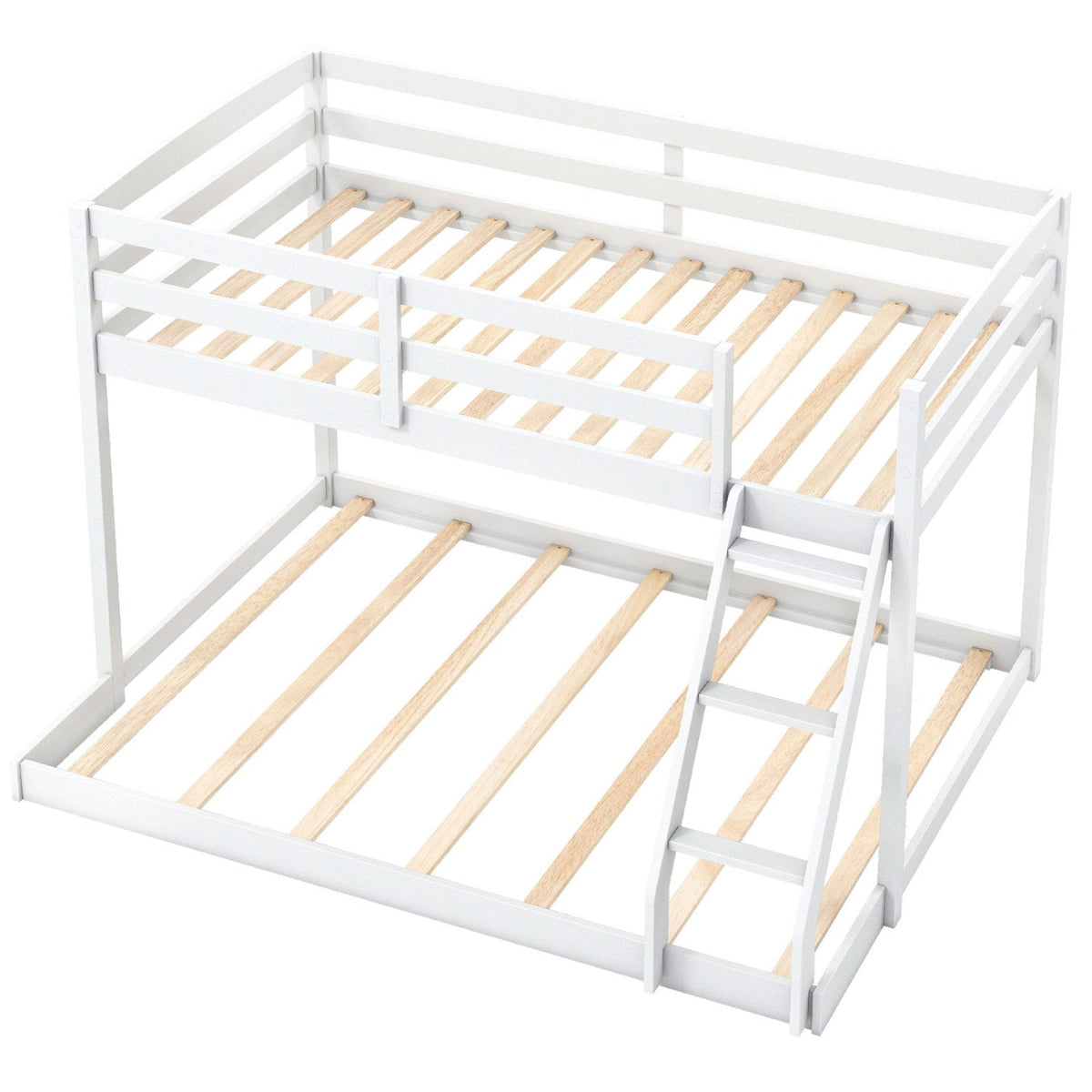 Twin Over Full Bunk Bed Low Floor Bunk Bed Frame-Bunk Bed Frame-DECOROLALA