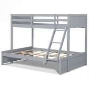 Twin Over Full Bunk Bed with 3-Step Ladder and Full-Length Guardrails-Bunk Bed Frame-DECOROLALA