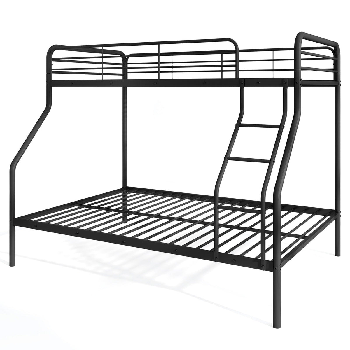 Twin Over Full Bunk Bed with Ladder and Full-length Guardrails-Bunk Bed Frame-DECOROLALA