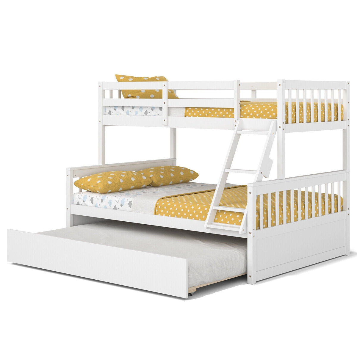Twin Over Full Convertible Bunk Bed with Twin Trundle-Bunk Bed Frame-DECOROLALA