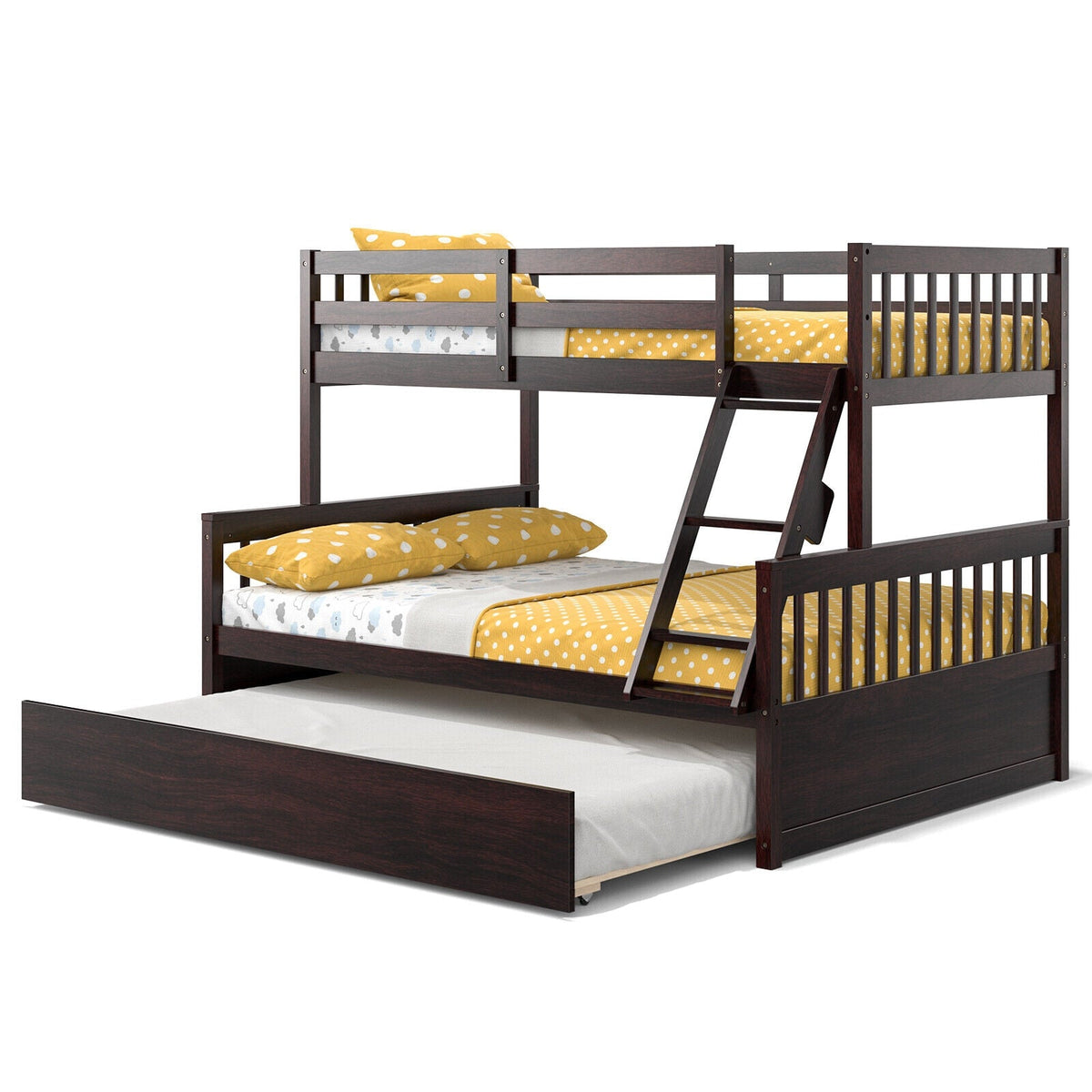 Twin Over Full Convertible Bunk Bed with Twin Trundle-Bunk Bed Frame-DECOROLALA