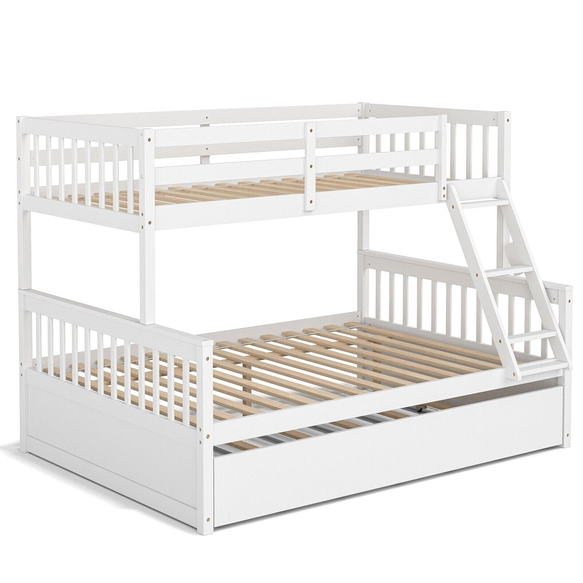 Twin Over Full Convertible Bunk Bed with Twin Trundle-Bunk Bed Frame-DECOROLALA