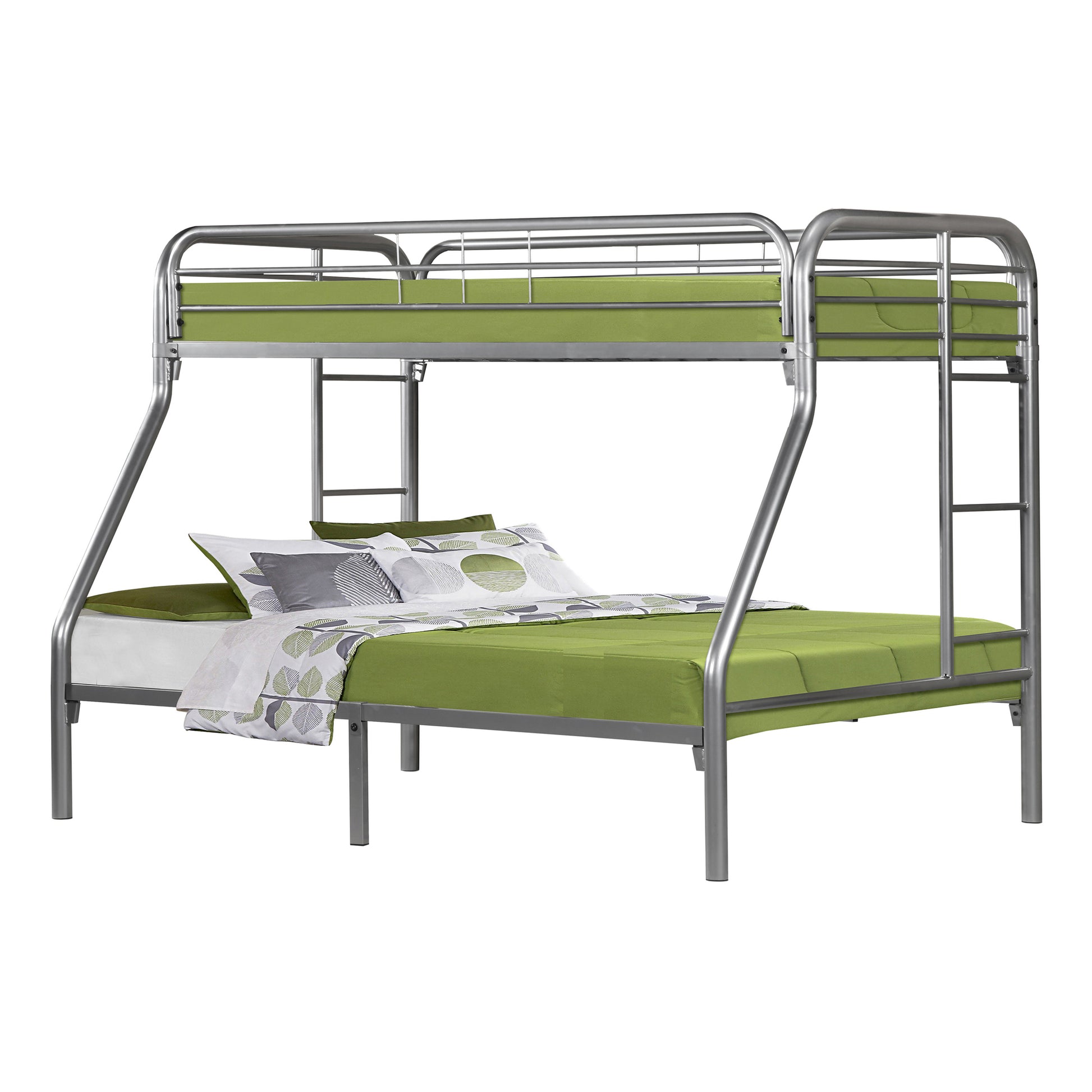 Twin Over Full Metal Bunk Bed with Guardrails-Bed-DECOROLALA