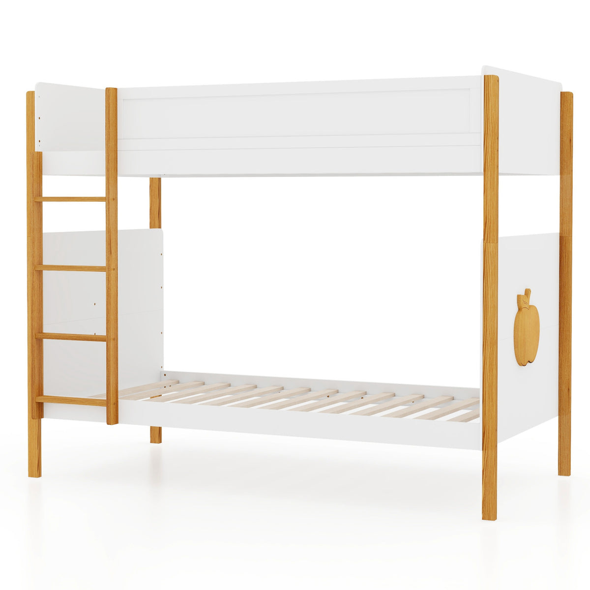 Twin Over Twin Bunk Bed with Integrated Ladder and Safety Guardrails-Twin Size-Bunk Bed Frame-DECOROLALA