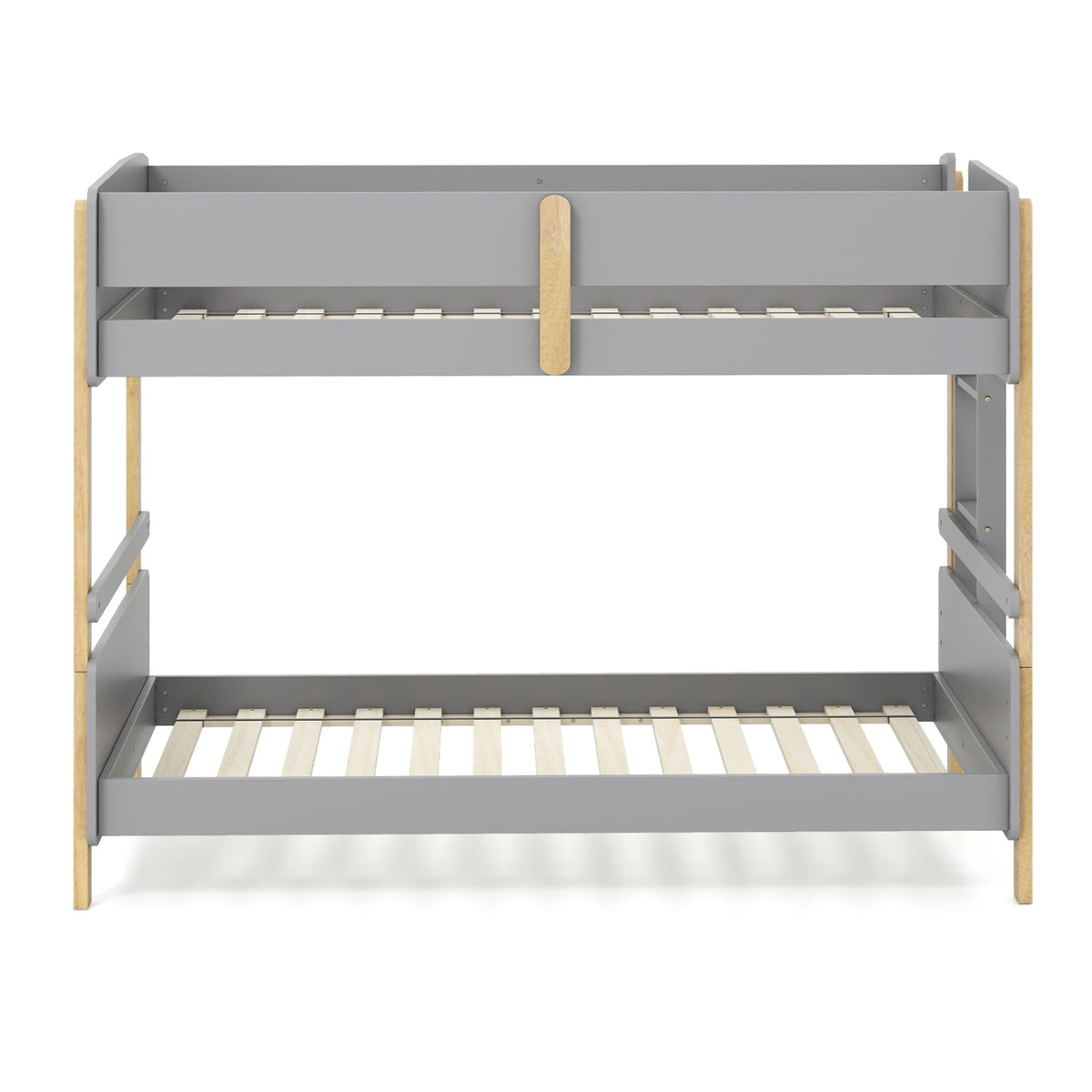 Twin Over Twin Bunk Bed with Ladder Convertible to 2 Twin Beds Toddler Wood Bunk Bed-Grey-Toddler Beds-DECOROLALA