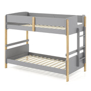 Twin Over Twin Bunk Bed with Ladder Convertible to 2 Twin Beds Toddler Wood Bunk Bed-Grey-Toddler Beds-DECOROLALA