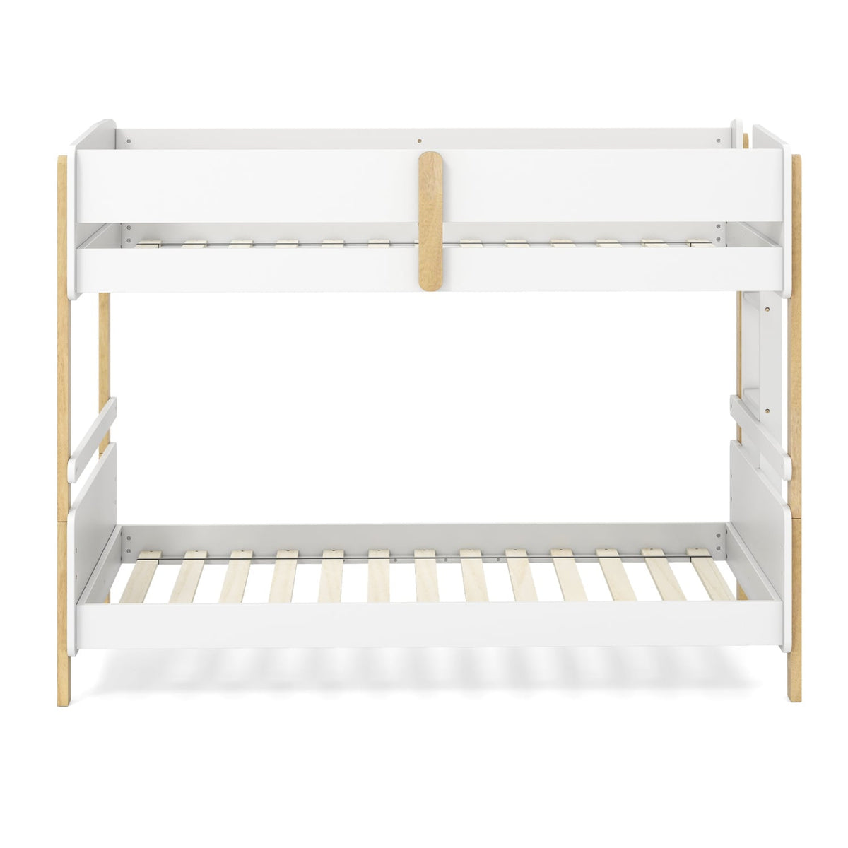Twin Over Twin Bunk Bed with Ladder Convertible to 2 Twin Beds Toddler Wood Bunk Bed-White-Toddler Beds-DECOROLALA