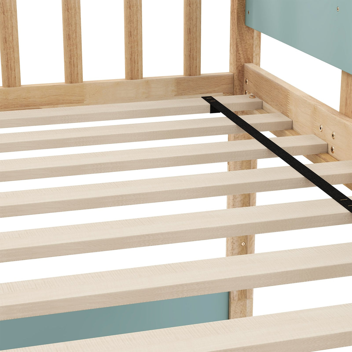 Twin Over Twin Bunk Bed with Ladder and Full-length Guardrails-Natural-Toddler Beds-DECOROLALA