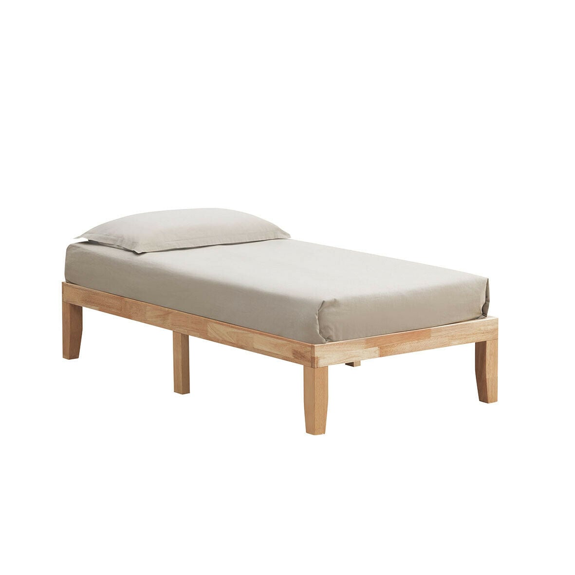 Twin Size 14 Inch Wooden Slats Bed Mattress Frame-Natural-Simple Bed Frame-DECOROLALA