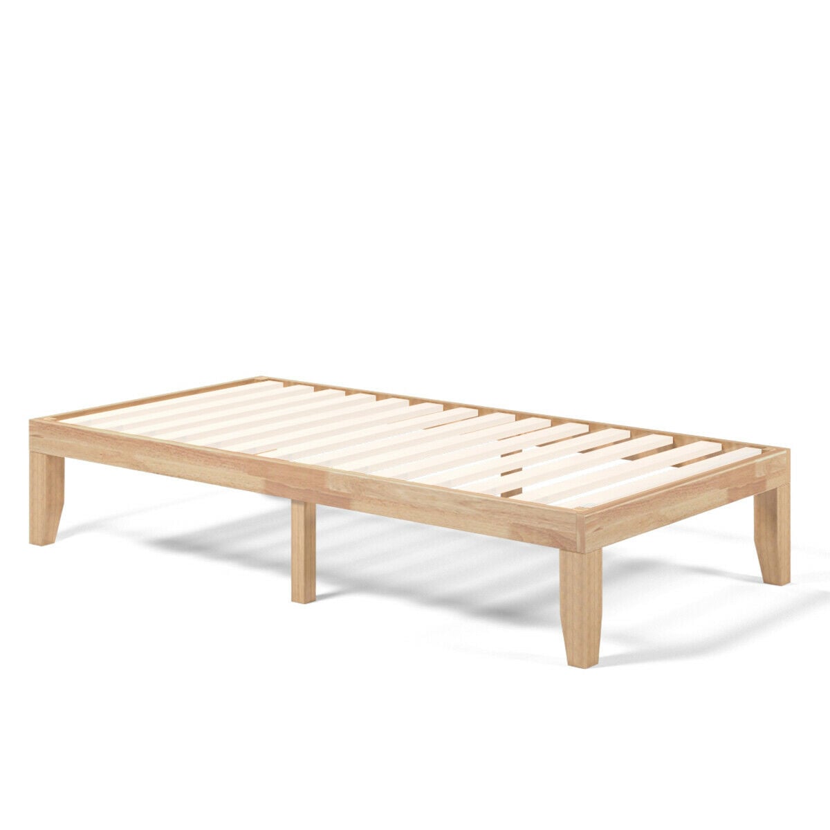 Twin Size 14 Inch Wooden Slats Bed Mattress Frame-Natural-Simple Bed Frame-DECOROLALA