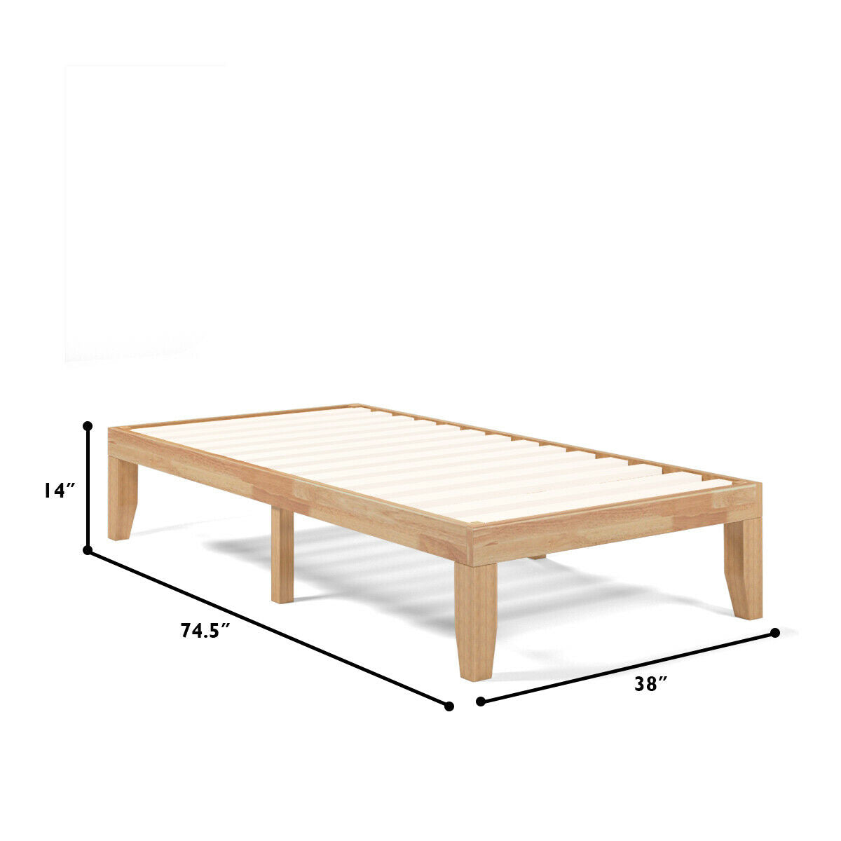 Twin Size 14 Inch Wooden Slats Bed Mattress Frame-Simple Bed Frame-DECOROLALA
