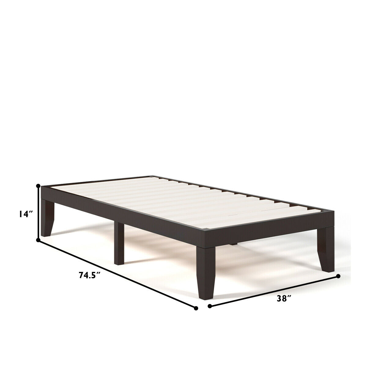 Twin Size 14 Inch Wooden Slats Bed Mattress Frame-Simple Bed Frame-DECOROLALA