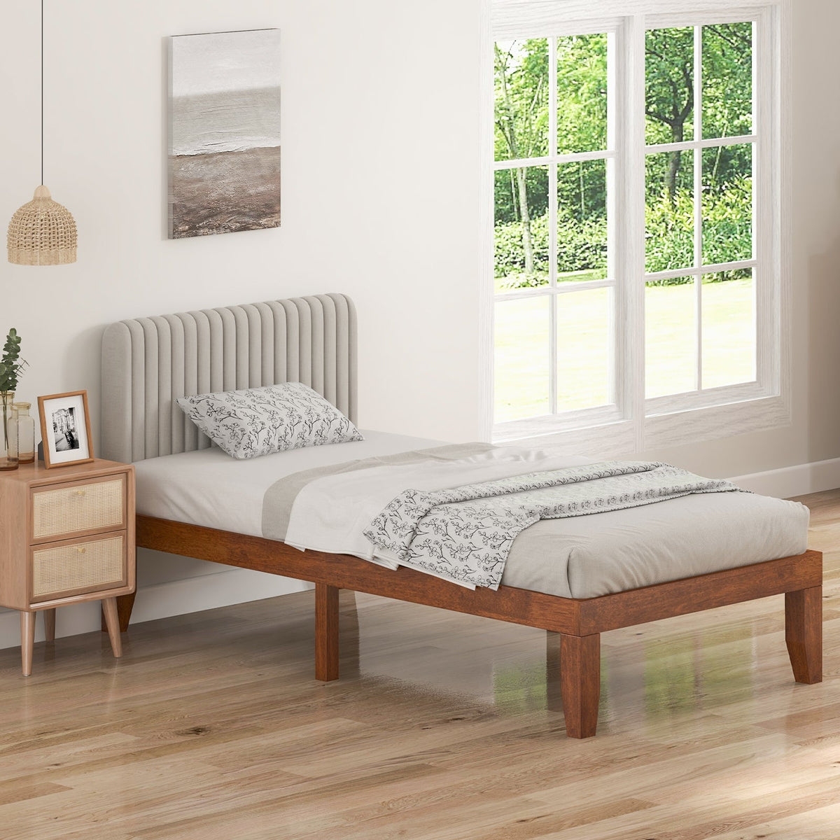 Twin Size 14 Inch Wooden Slats Bed Mattress Frame-Simple Bed Frame-DECOROLALA
