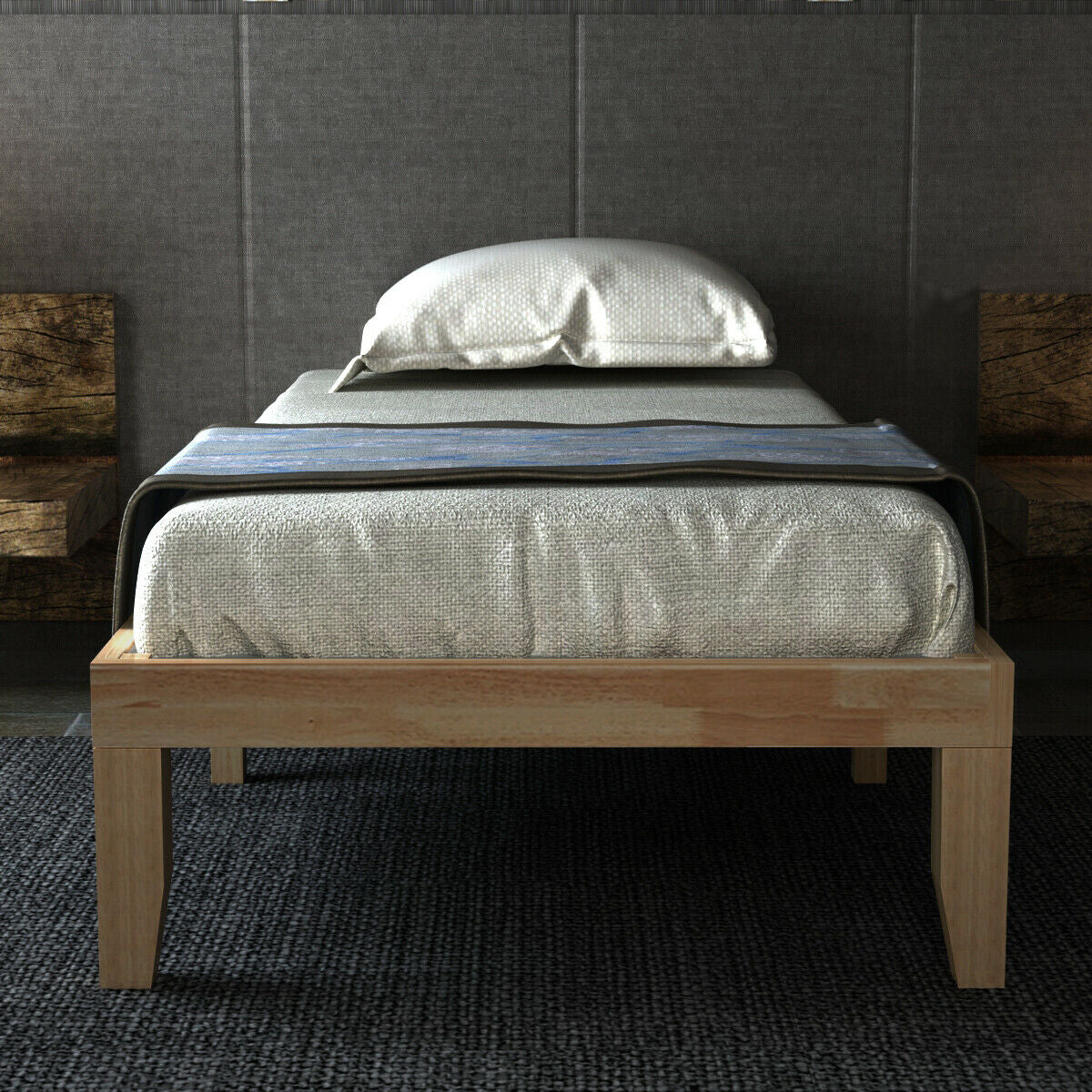 Twin Size 14 Inch Wooden Slats Bed Mattress Frame-Simple Bed Frame-DECOROLALA