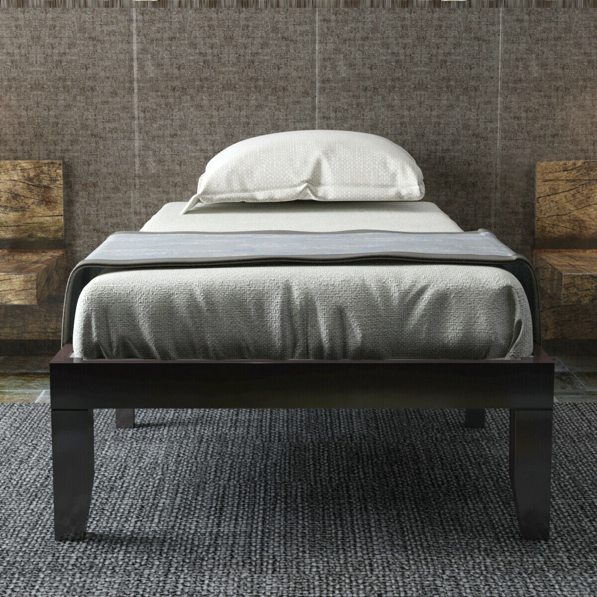 Twin Size 14 Inch Wooden Slats Bed Mattress Frame-Simple Bed Frame-DECOROLALA