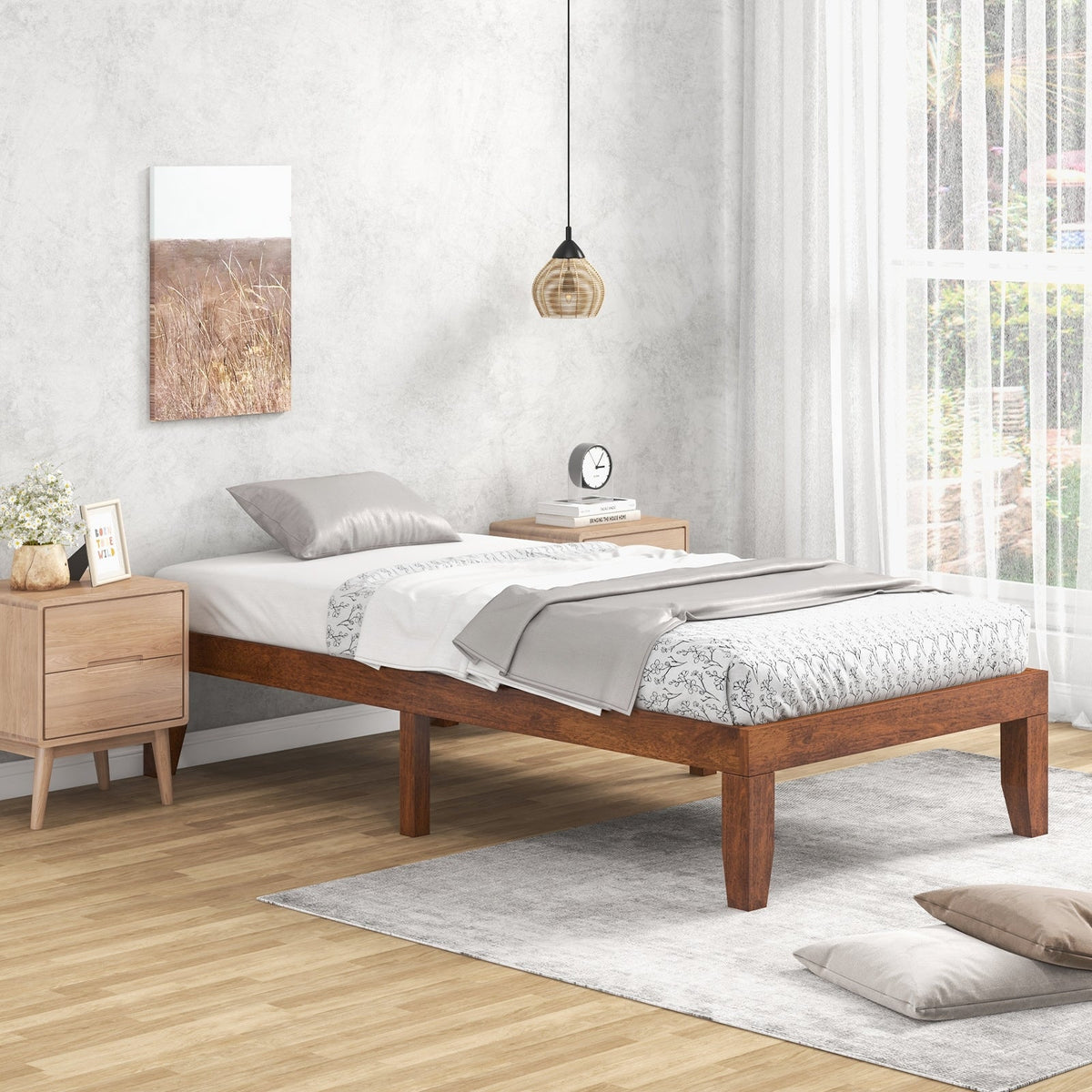 Twin Size 14 Inch Wooden Slats Bed Mattress Frame-Simple Bed Frame-DECOROLALA
