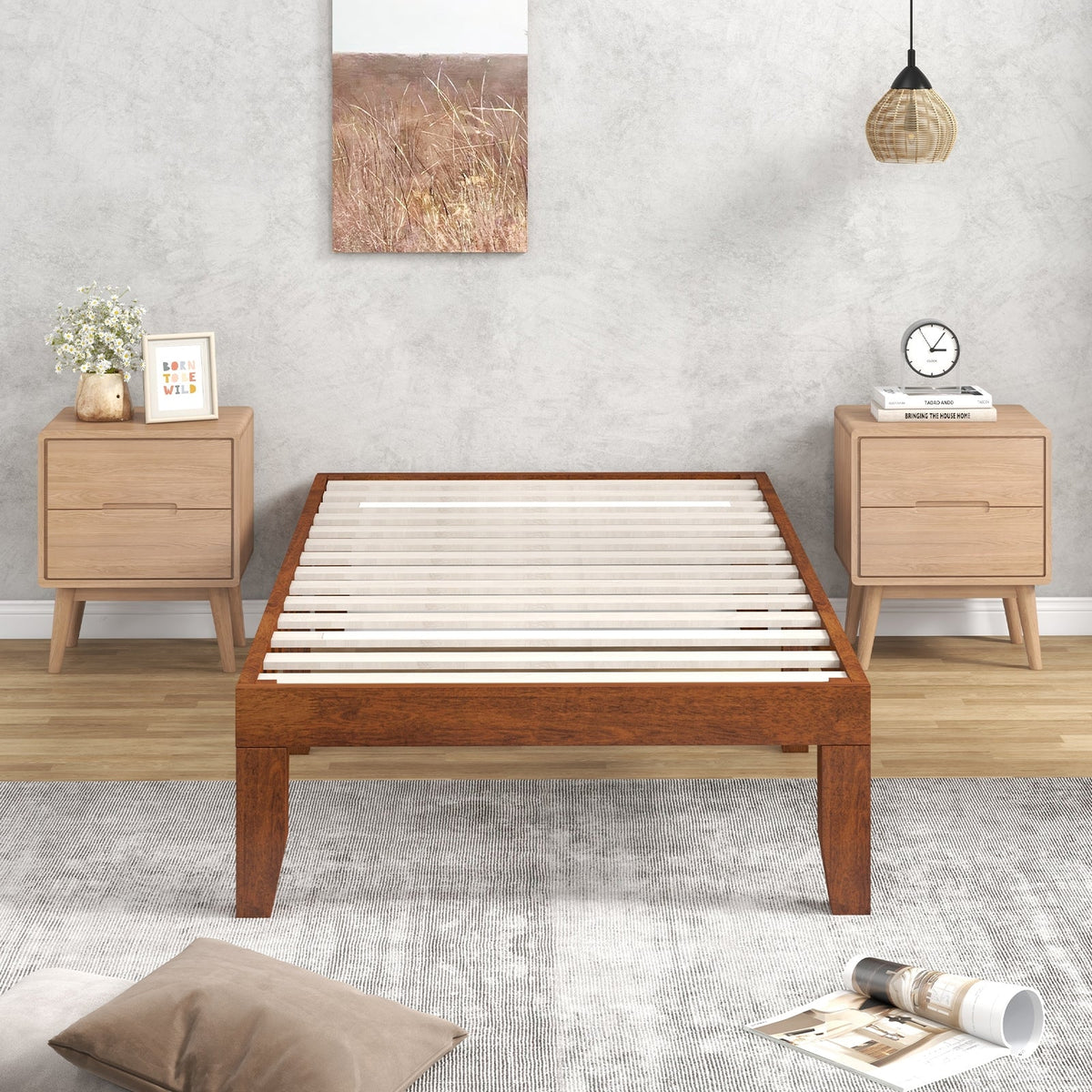 Twin Size 14 Inch Wooden Slats Bed Mattress Frame-Simple Bed Frame-DECOROLALA