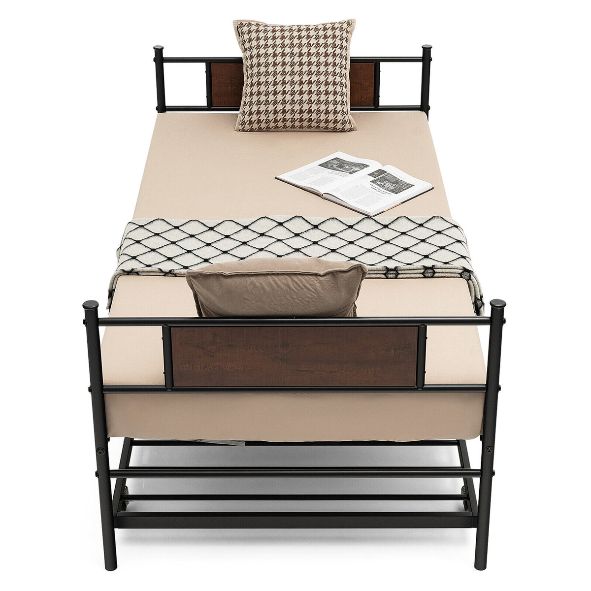 Twin Size 2-In-1 Daybed Frame with Pullout Trundle-Trundle Bed Frame-DECOROLALA